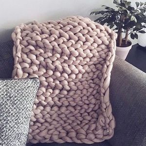 New Pomme Pomme mink pink 100% wool blanket.